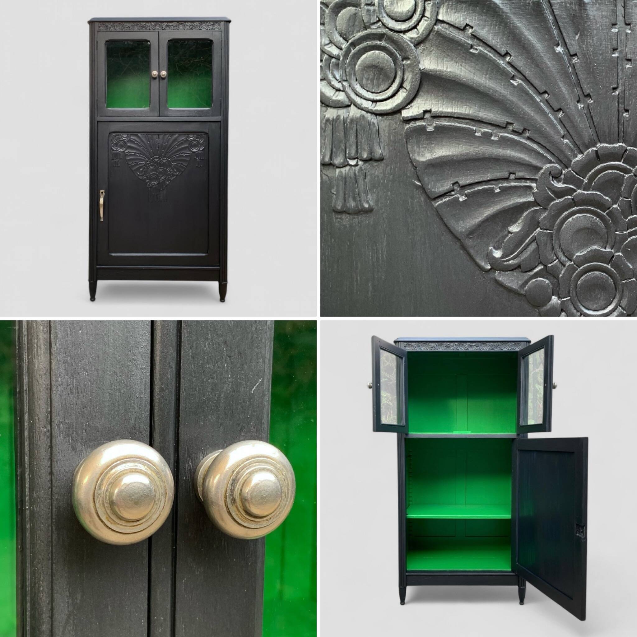 Parisian buffet with black glass front, Art Deco style, 1930