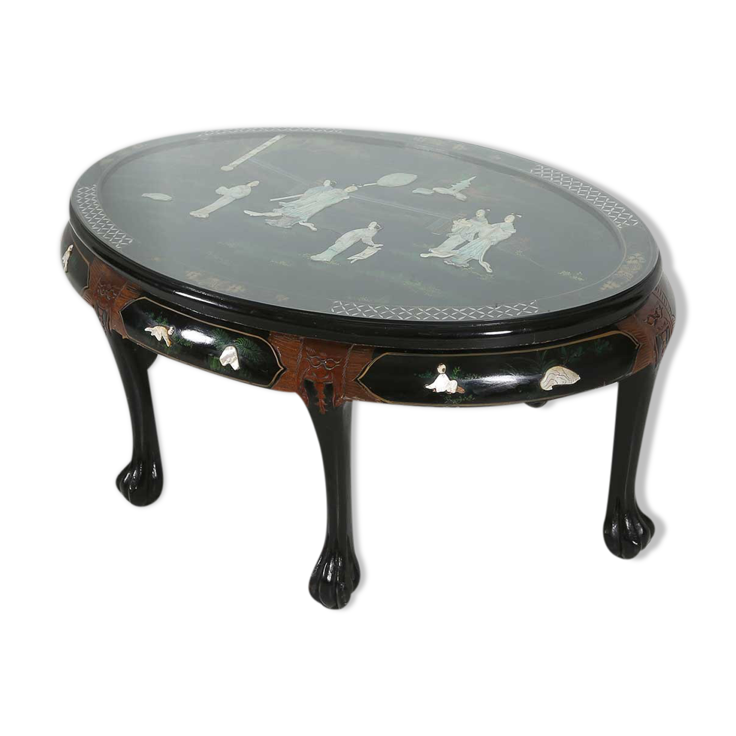 Chinese black lacquered wood coffee table