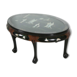 Chinese black lacquered wood coffee table