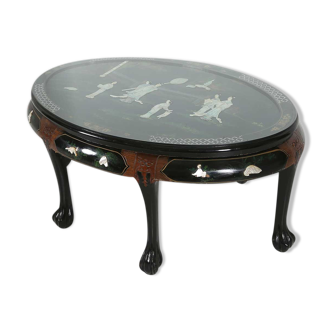 Table basse chinoise en bois laqué noir
