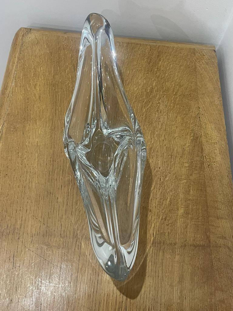 Large crystal bowl signed Daum Croix de Lorraine France.