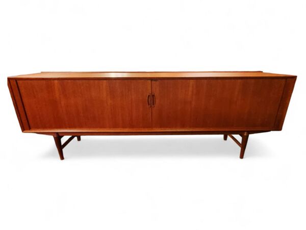 Buffet en teck extra-large à portes tambour, Omer Lefevre, années 1960, Belgique