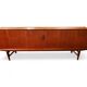 Extra-large teak buffet with tambour doors, Omer Lefevre, 1960s, Belgium