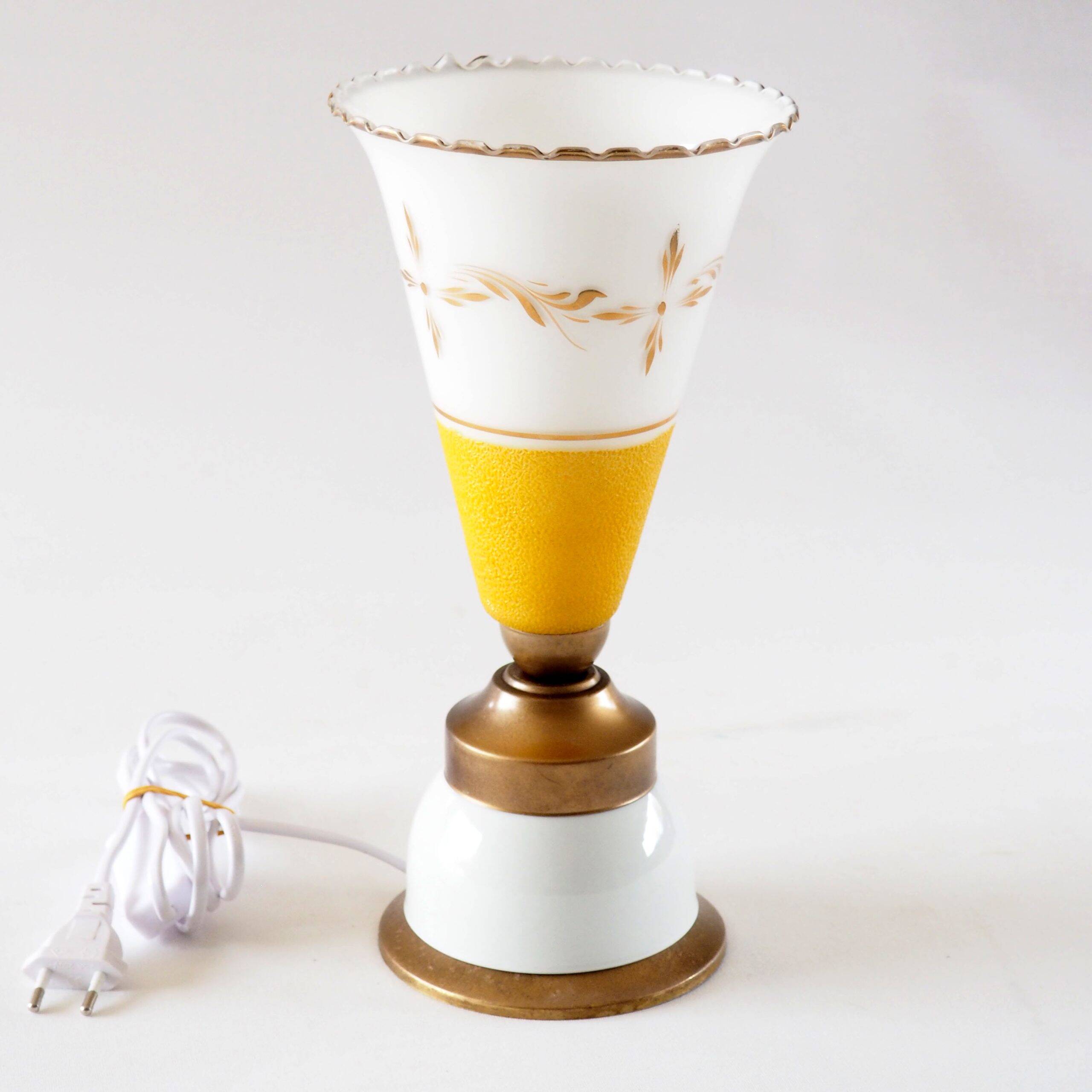 Vintage yellow and gold glass lamp