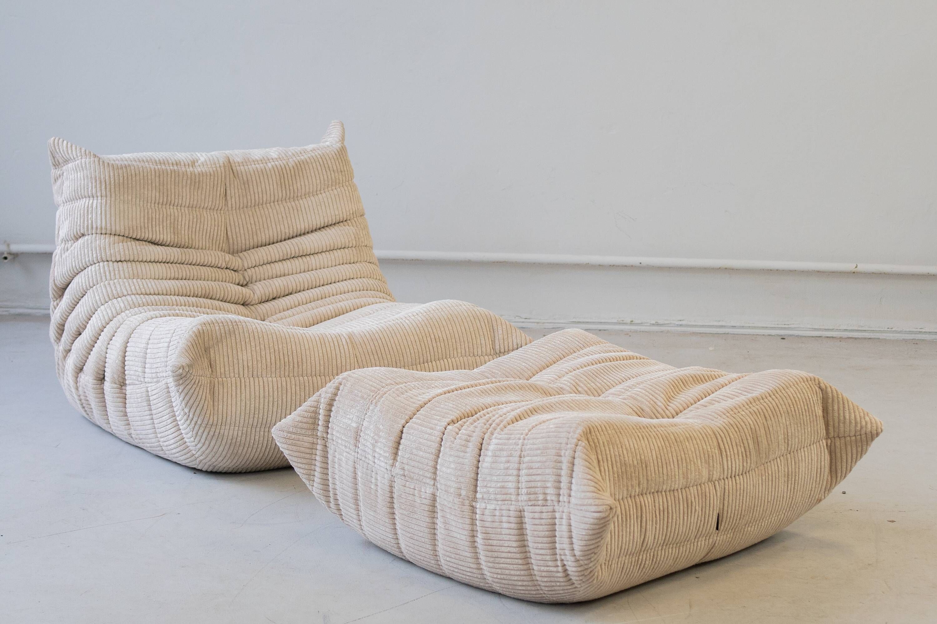 Armchair and Pouf Togo, model designed by Michel Ducaroy in 1973