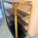 Vintage shelf in brass and smoked glass – Italian work, circa 1970.