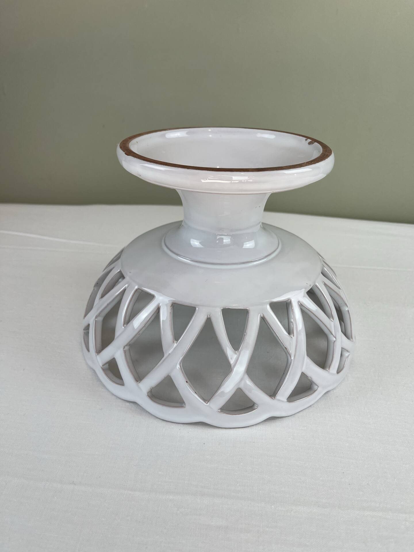 Openwork fruit bowl signed Lallier from Moustier