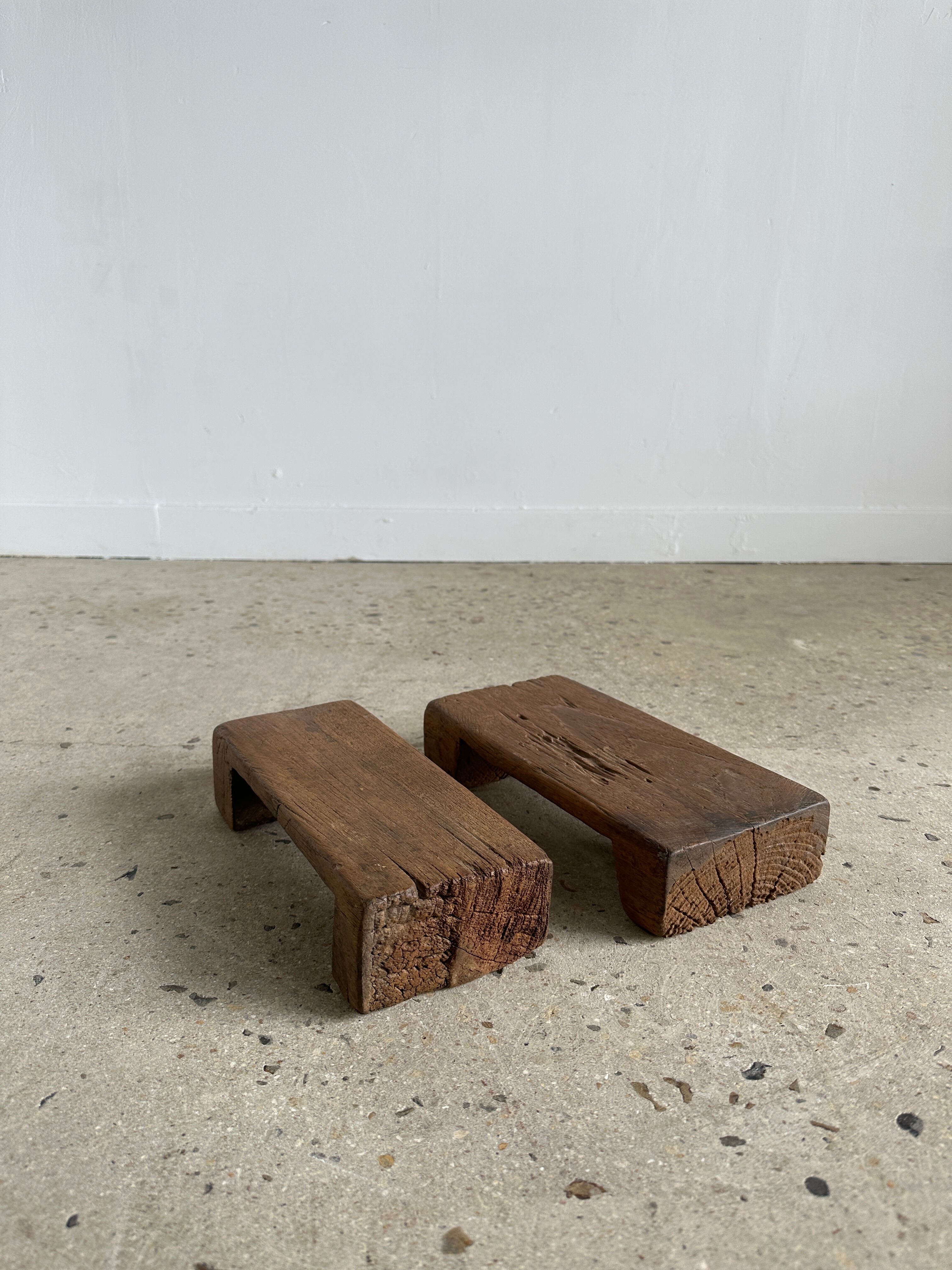 Mini Asian teak side stool blonde