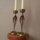 Pair of bronze cobra candlesticks, tribal ethnic decorative object, handcrafted
