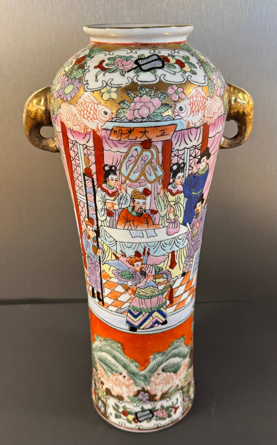 Large porcelain vase with elephant handles – 20th century