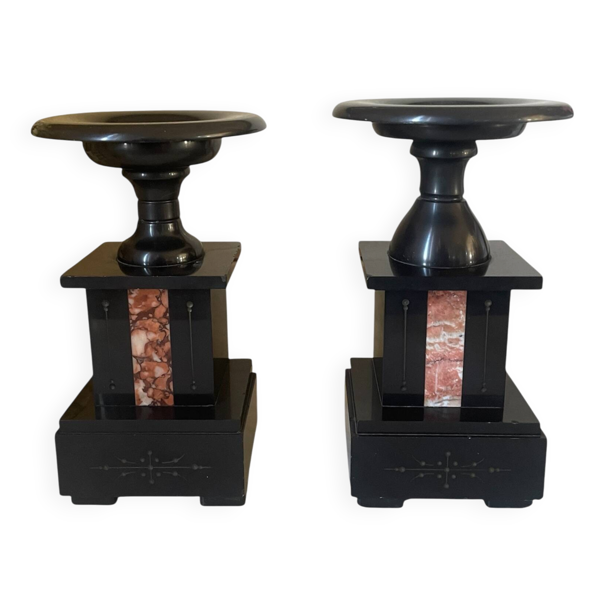 Old pair of marble vase bookends.