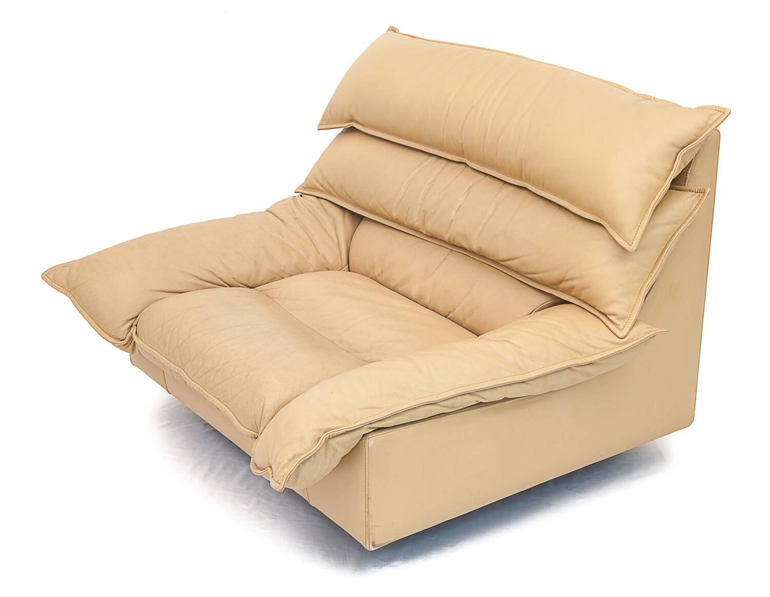 Duo of leather armchairs by Bernard Massot, 1970