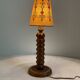 Vintage turned wooden lamp, in the style of Charles Dudouyt.