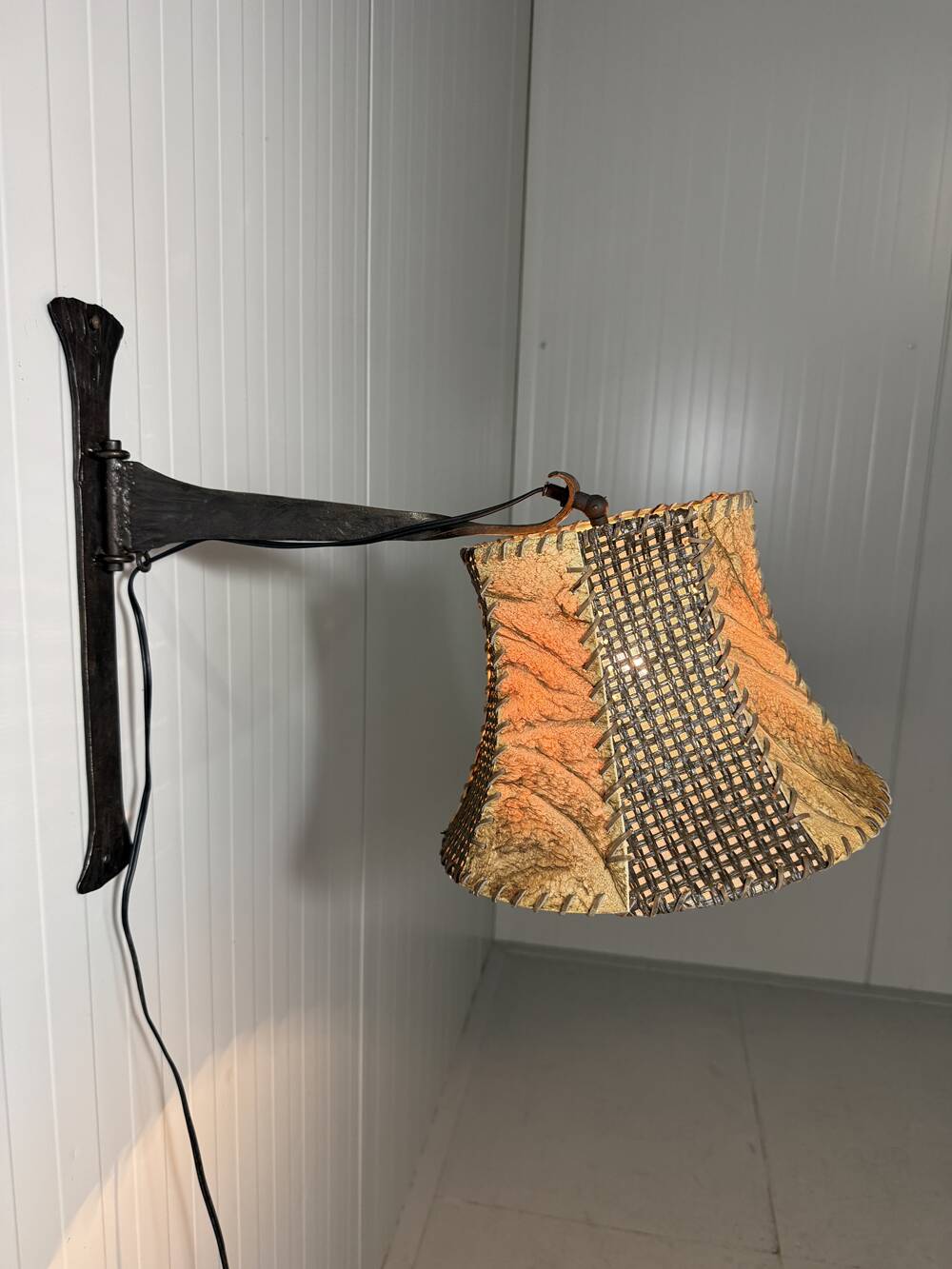 Brutalist wrought iron wall lamp 1970’s