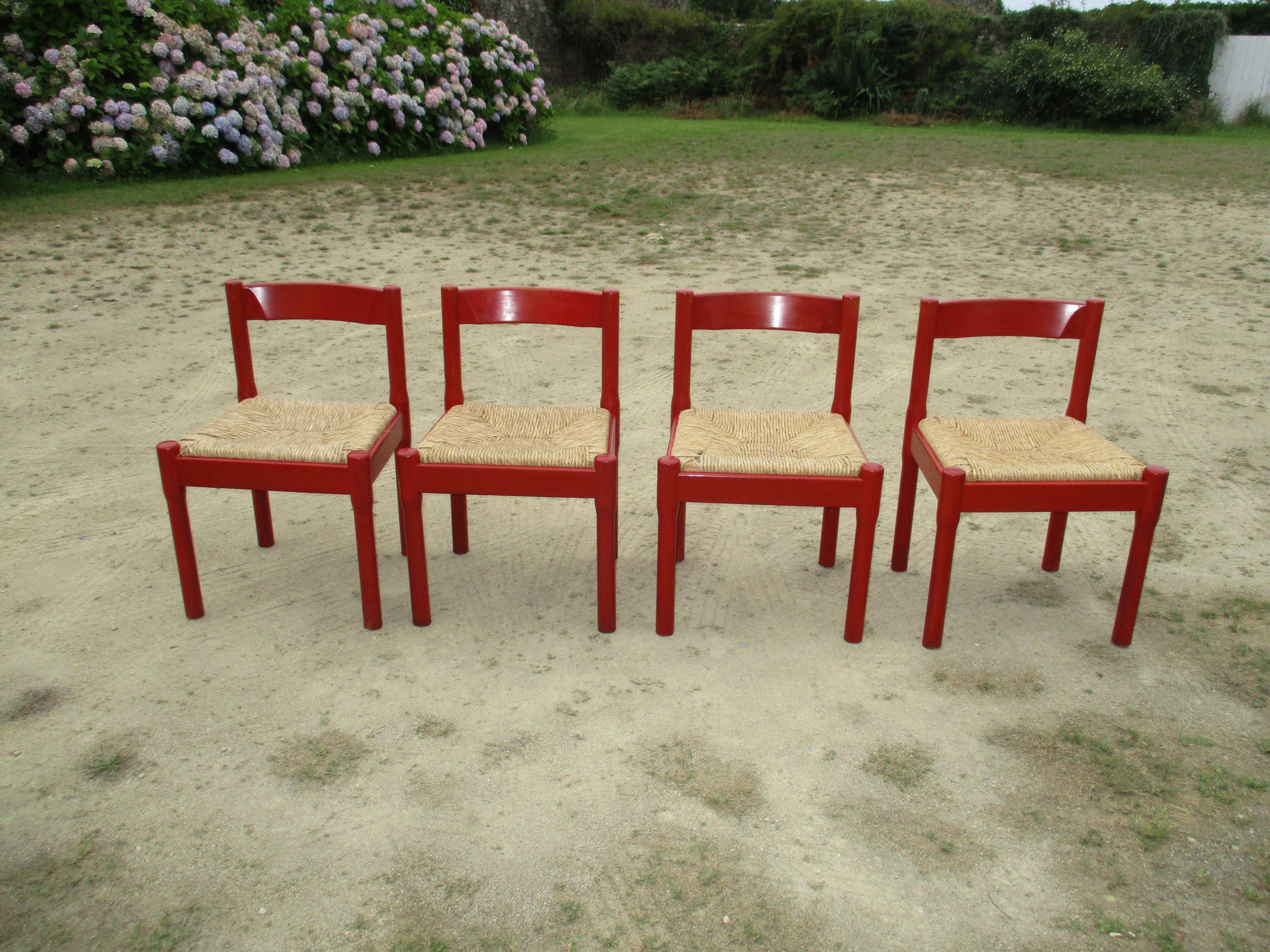 Four Carimate chairs by Vico Magistretti Cassina edition