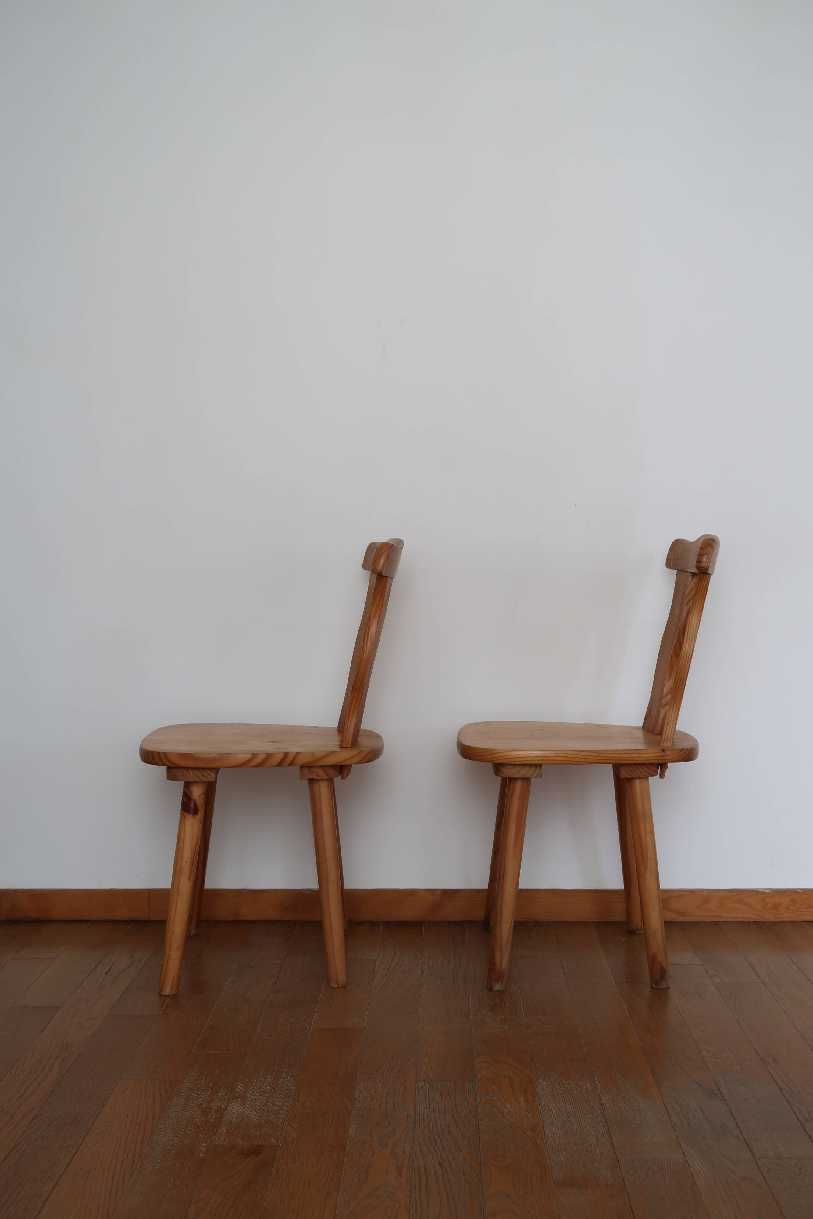 Pair of Scandinavian pine chairs