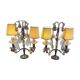 pair of chandeliers, lamp, silver-plated metal, crystal, tassels, florets, pendant, rosettes
