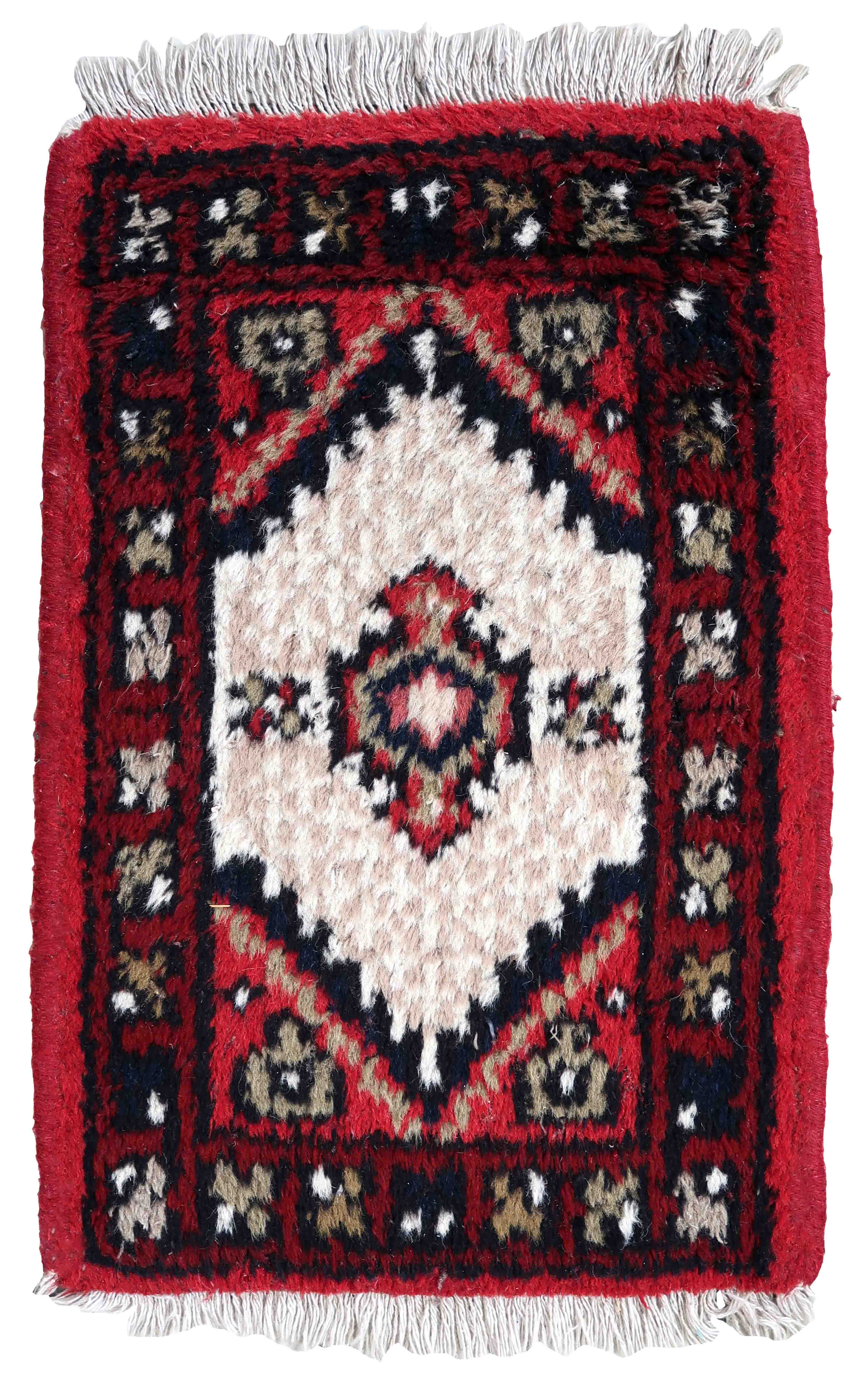 Vintage Persian carpet Hamadan handmade 40cm x 59cm 1970s