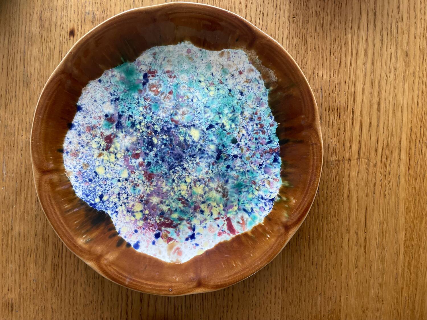 Set of 6 Morvan-signed glazed stoneware dinner plates – ceramics