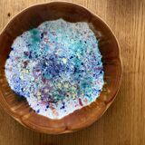 Set of 6 Morvan-signed glazed stoneware dinner plates – ceramics