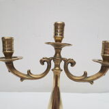 Pair of old brass candlesticks 3 branches