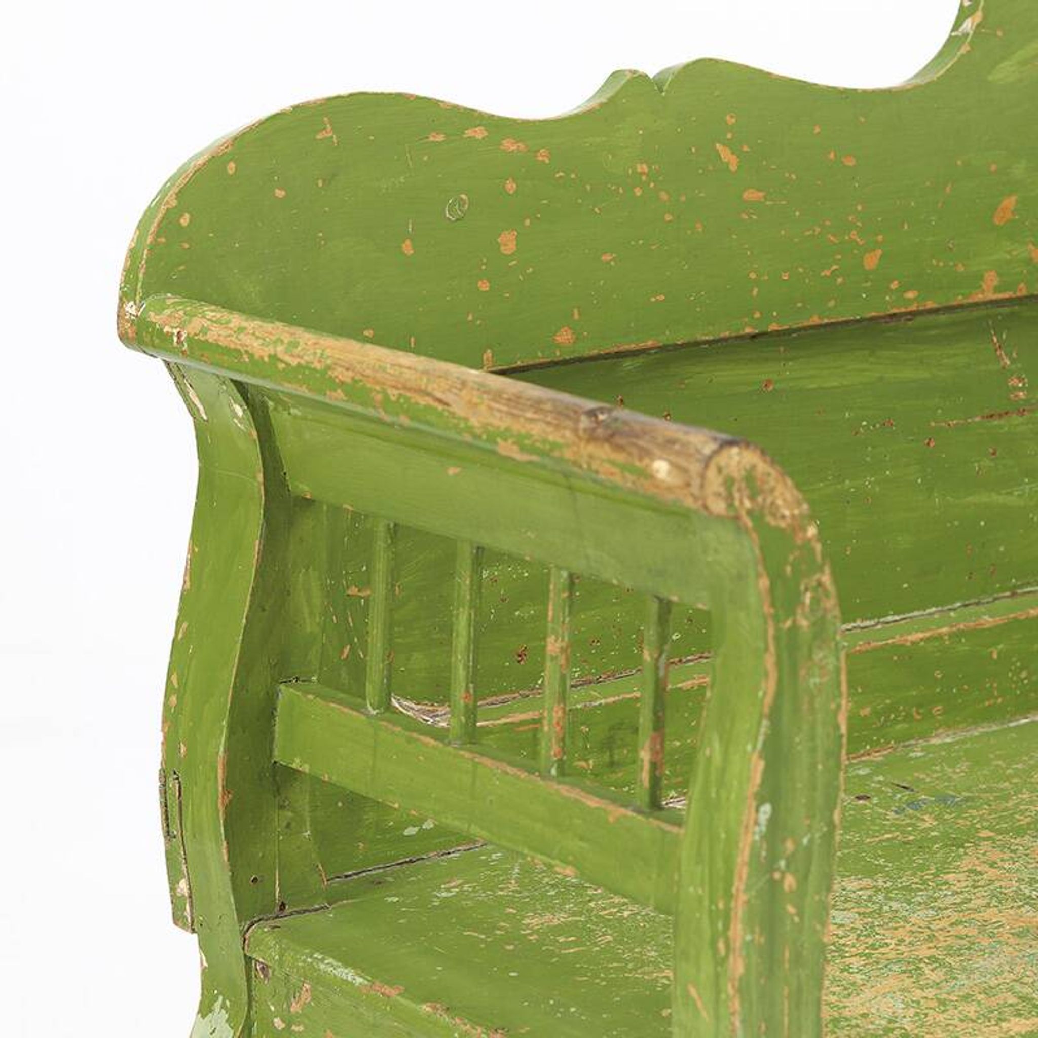 Painted Rustic Farmhouse Folk Art Wooden Bench