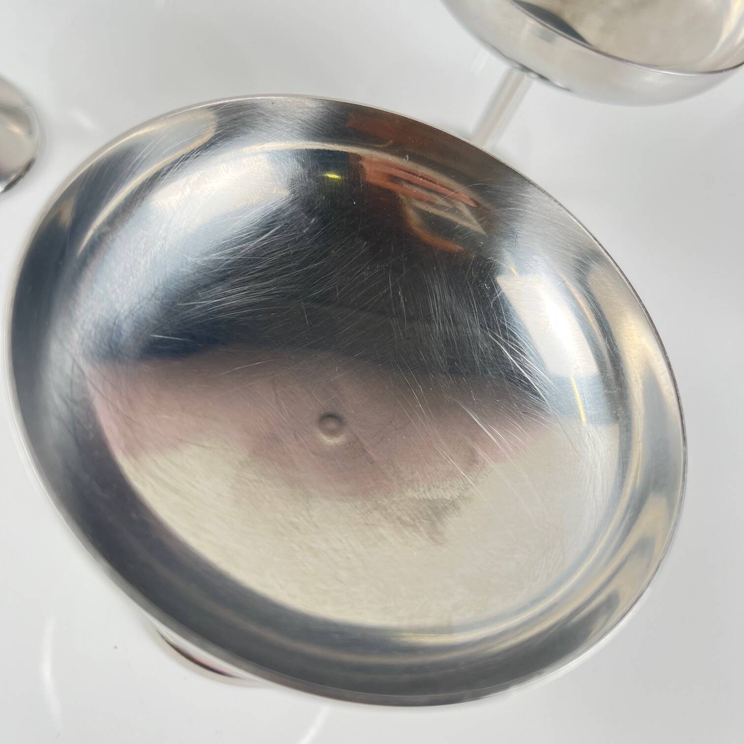 Set of 6 Guy Degrenne stainless steel ice cream cups with spoon