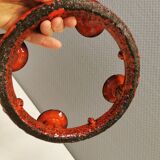 Candle holder in red ceramic, Danish from the 70s, perfect as an Advent candle holder for Christmas