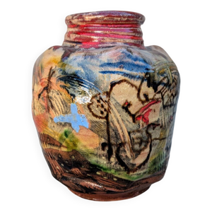 Vase en terre vernissée - motif