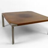 Table basse en noyer et aluminium, par Osvaldo Borsani pour Tecno, Italie, Circa 1970