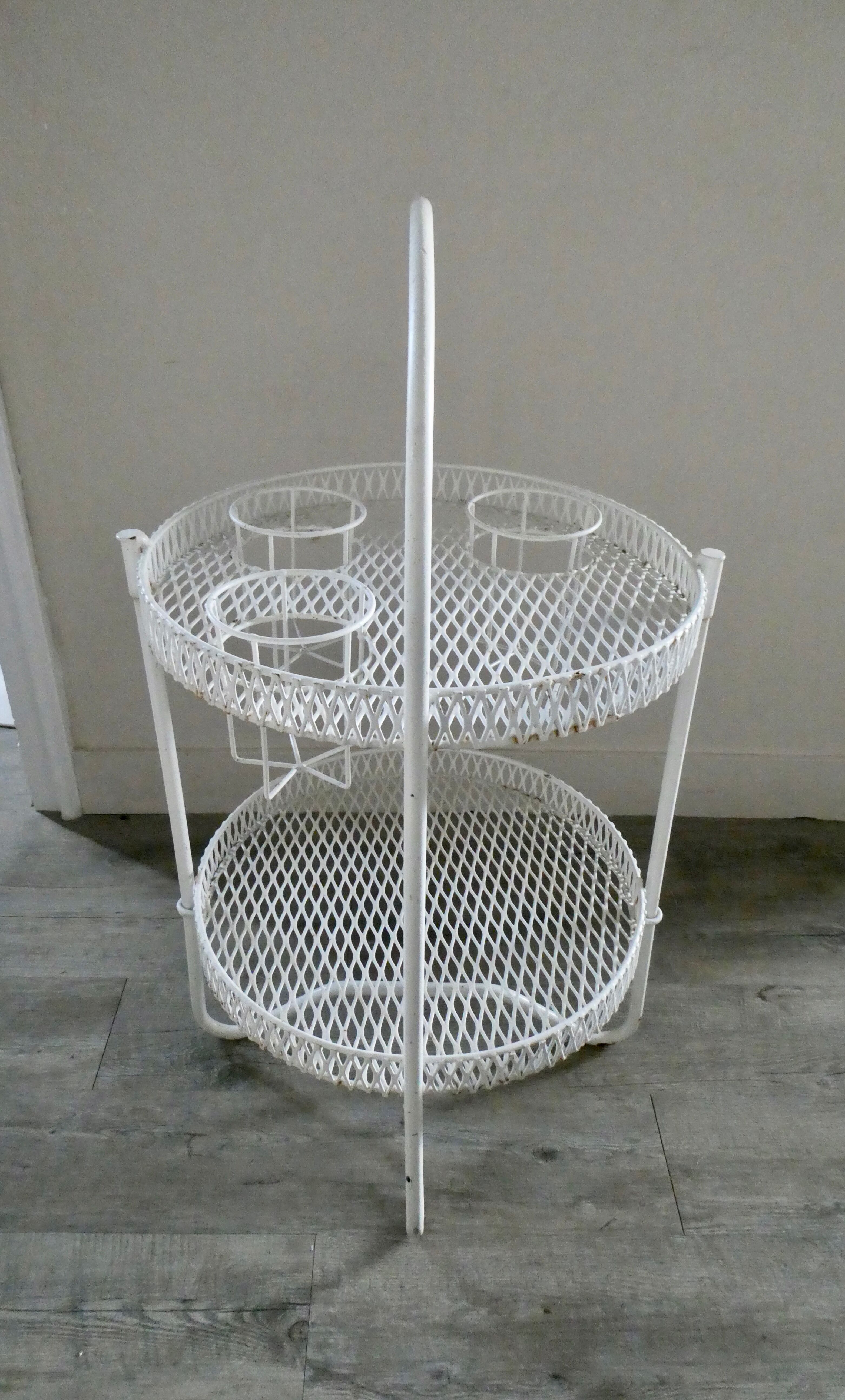 1950s white expanded metal portable bar