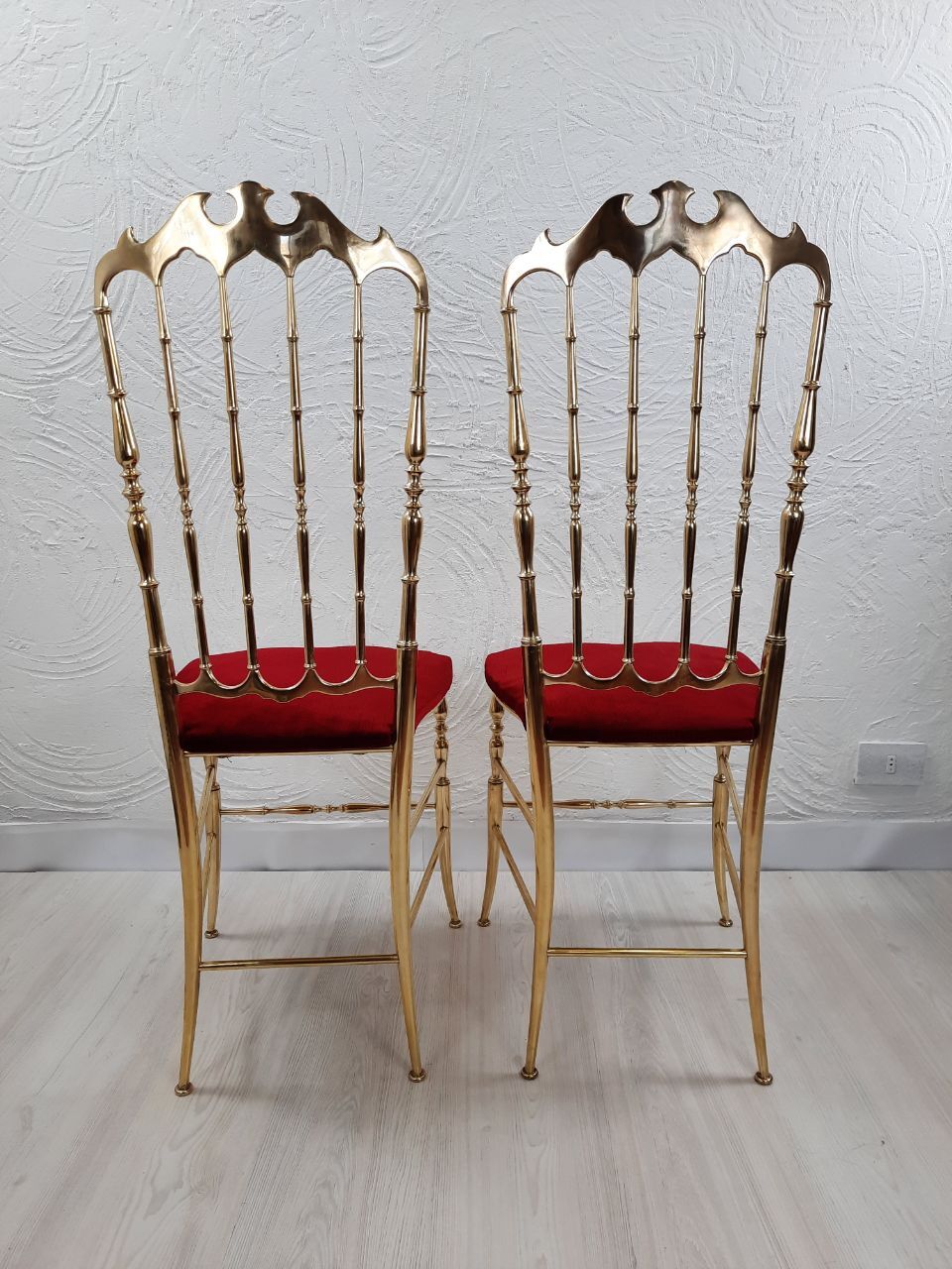 Pair of chiavarine chairs, brass