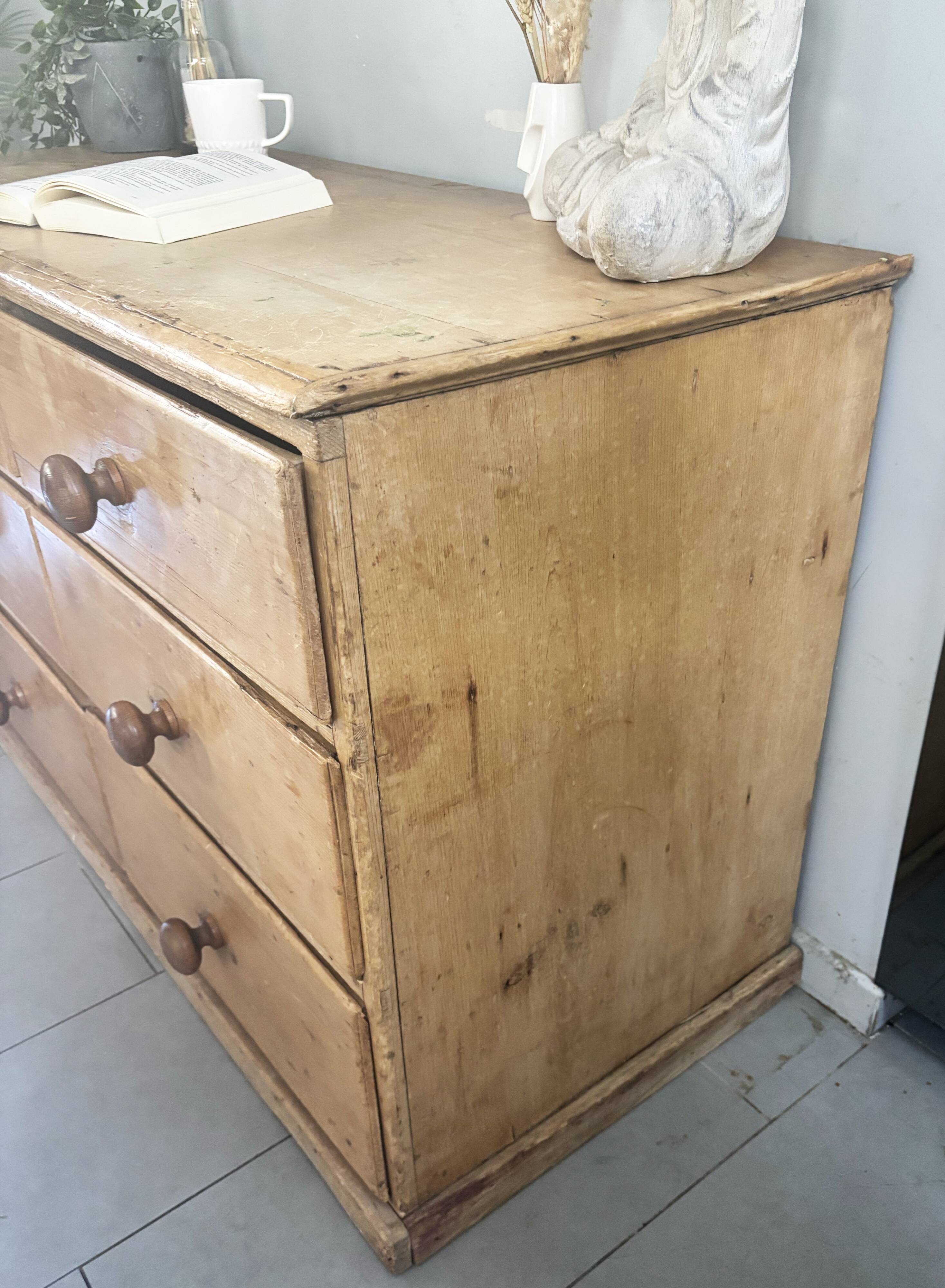 Vintage solid pine English trade counter furniture