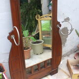 Art nouveau entrance cherry tree wood coat rack with mirror 1890s