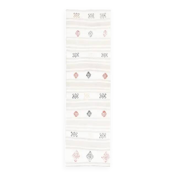 Tapis couloir vintage en laine et coton turc noué à la main blanc 70x242