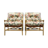 Pair of bamboo and rattan chairs, 1950s