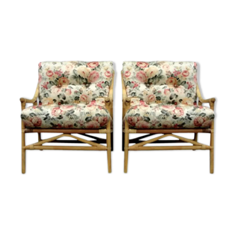 Pair of bamboo and rattan chairs, 1950s