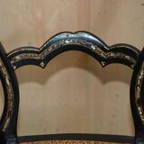 Four antique Regency bergère chairs with mother-of-pearl inlay.