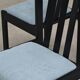 Set of 4 modernist black chairs with light blue ribbed fabric
