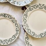 6 assiettes dessert terre de fer Longchamp modèle Trévise vert faïence