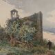 Old painting signed Angelos Giallinas, watercolour on paper from the 1800s.