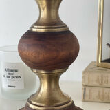 Wood and brass candle holder 1970