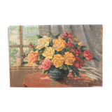 Still life oil on flower bouquet panel