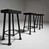 Set of 3 brutalist stools, Belgium, 1970.