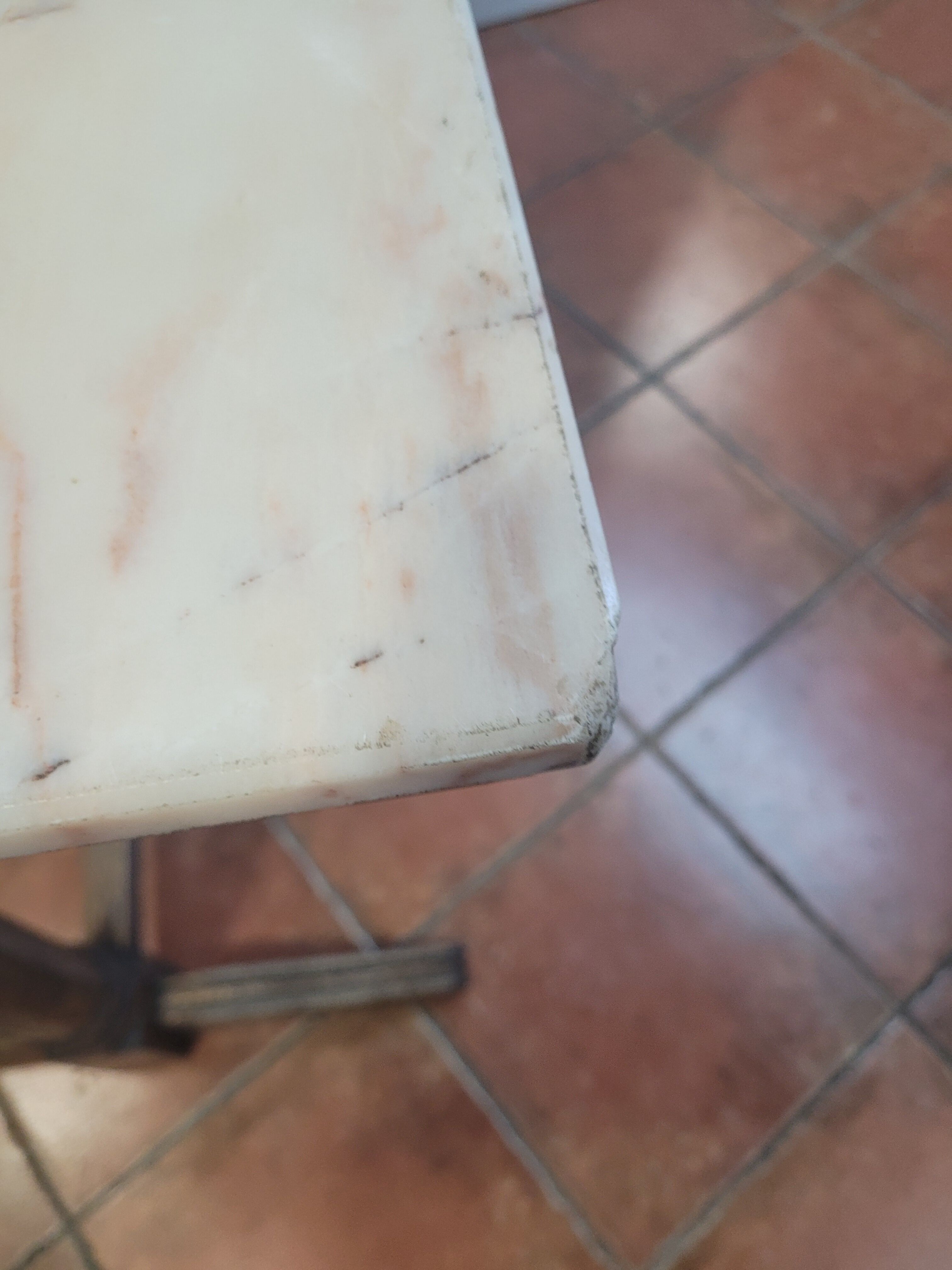 Bistro table oak base over marble