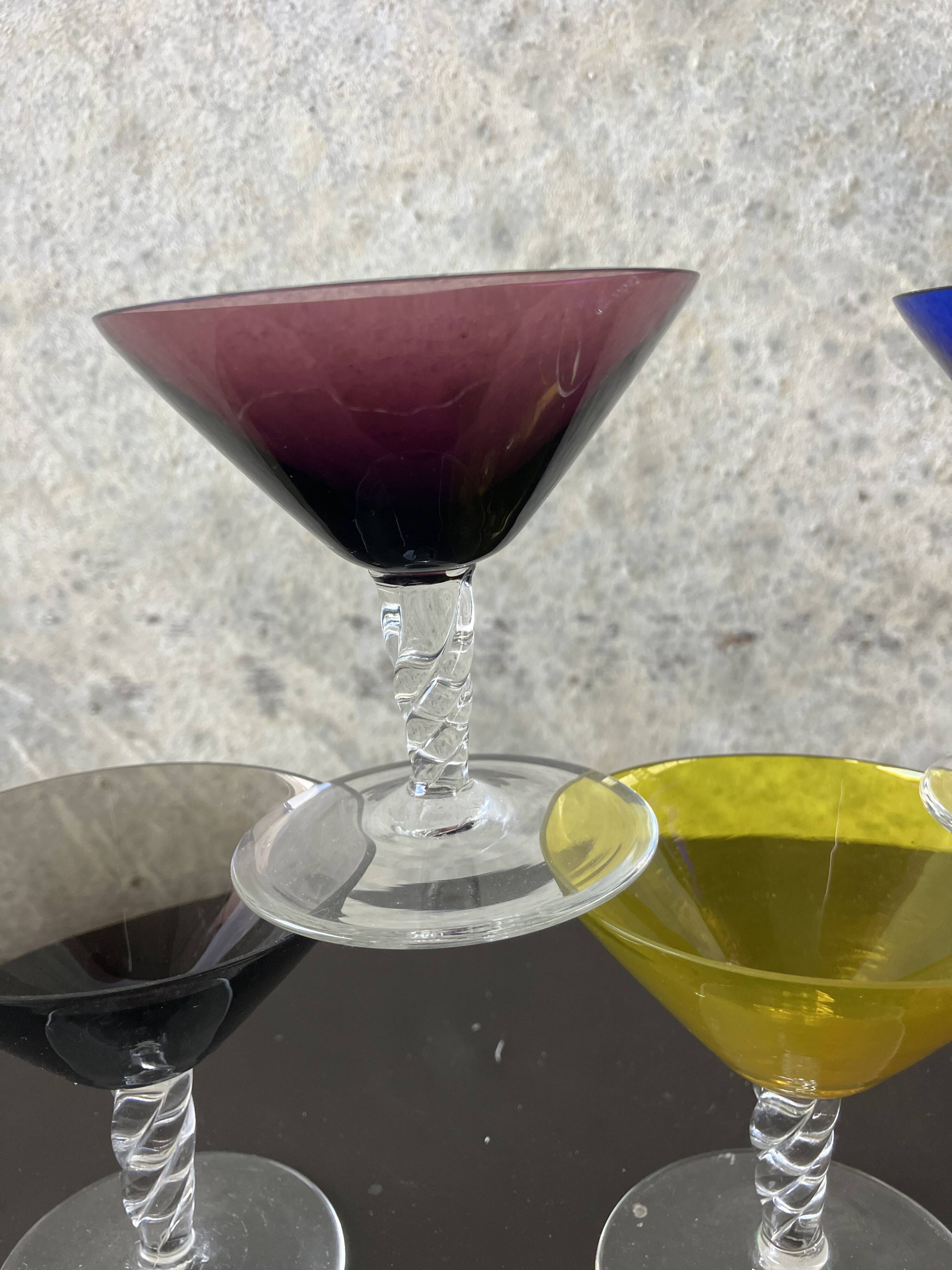vintage 1970s martini glass set