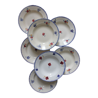 7 floral hollow plates "Mary Lou" Digoin Sarreguemines vintage