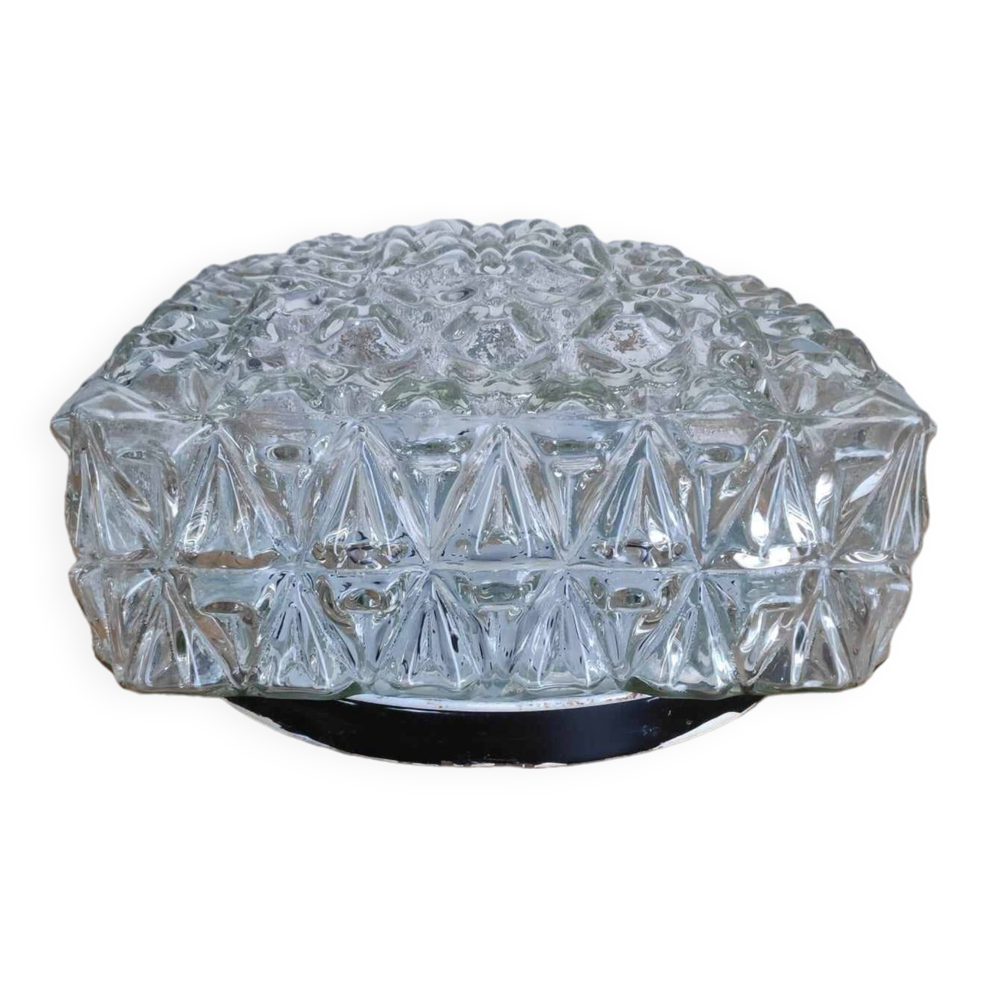 70s glass ceiling light