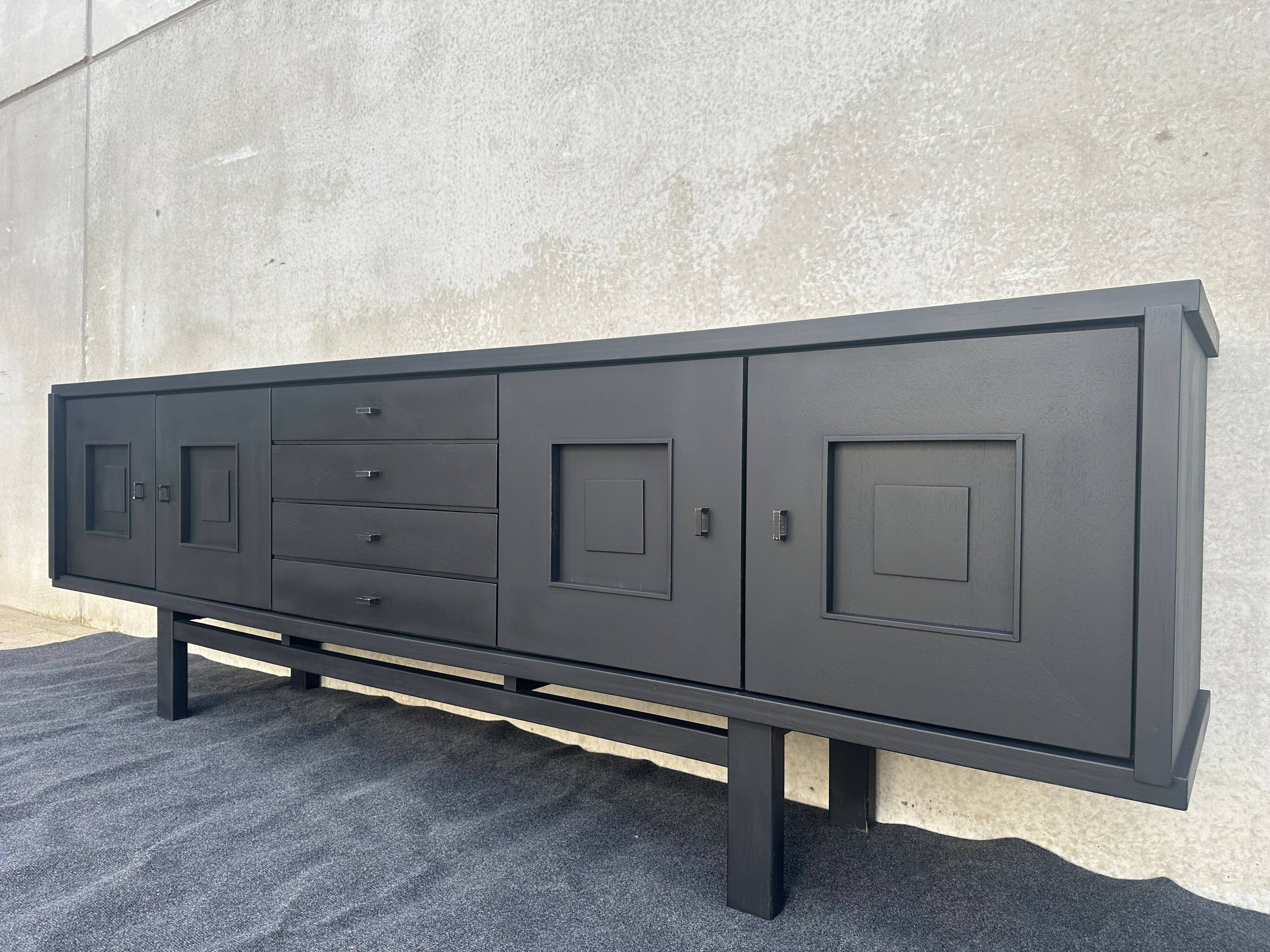 XL design black stained oak brutalist sideboard – De Coene