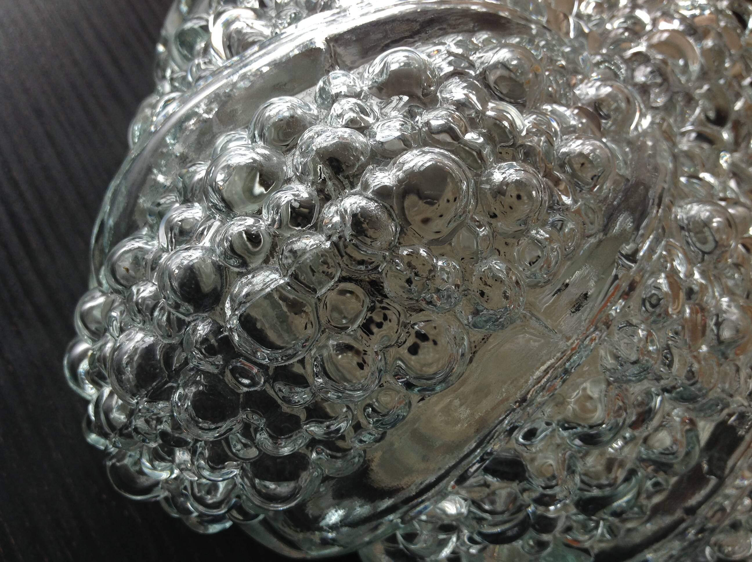Plafonnier carré en verre bullé / vintage années 60-70